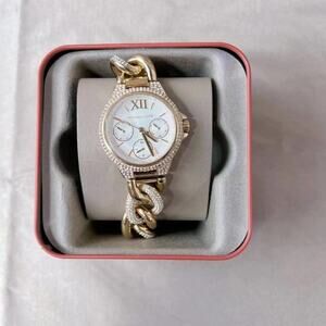 MICHAEL KORS MK6842 MINI CAMILLE PAVE GOLD STAINLESS STEEL LINK STRAP WOMEN WATC